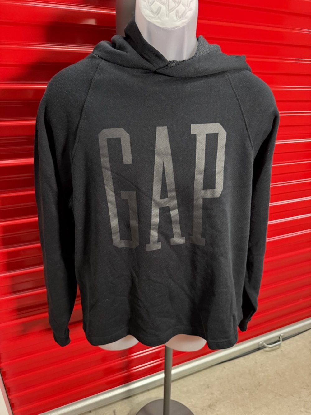 GAP Men's Black Hoodie with Tonal Logo